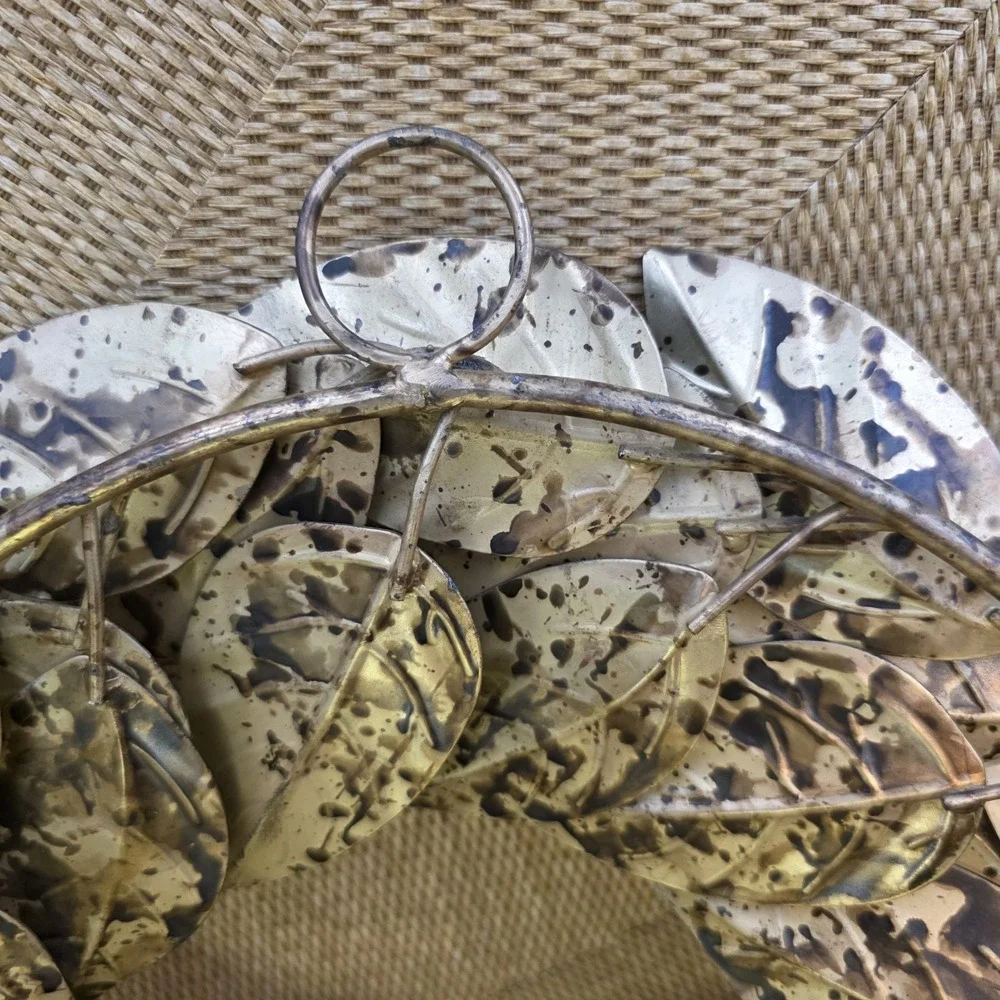 Gold Metal Leaves Wreath Wall Decor Front‎ Door Table 14.5